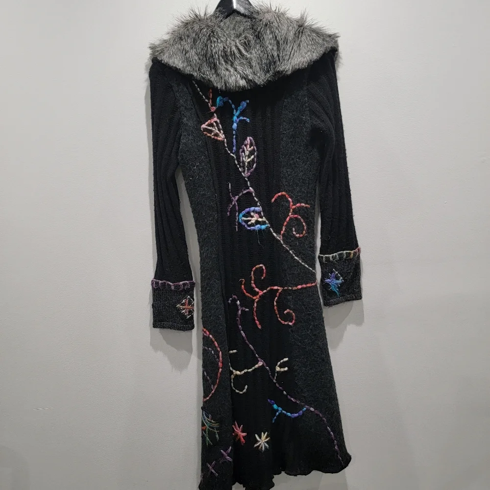 Griffolie Paris Designer Abstract Fur Dress Coat Size 1 - Picture 7 of 7